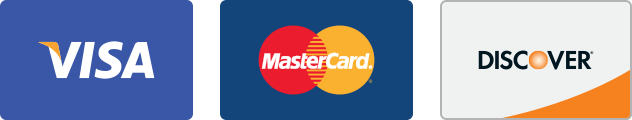We accept VISA, Mastercard and Discover